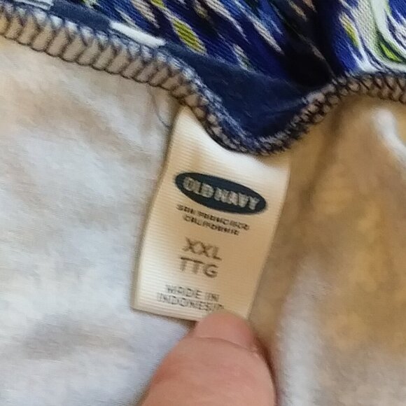 🌸 Old Navy XXL Navy Mini Dress White Floral  Stretch Cotton Blend - Picture 2 of 7